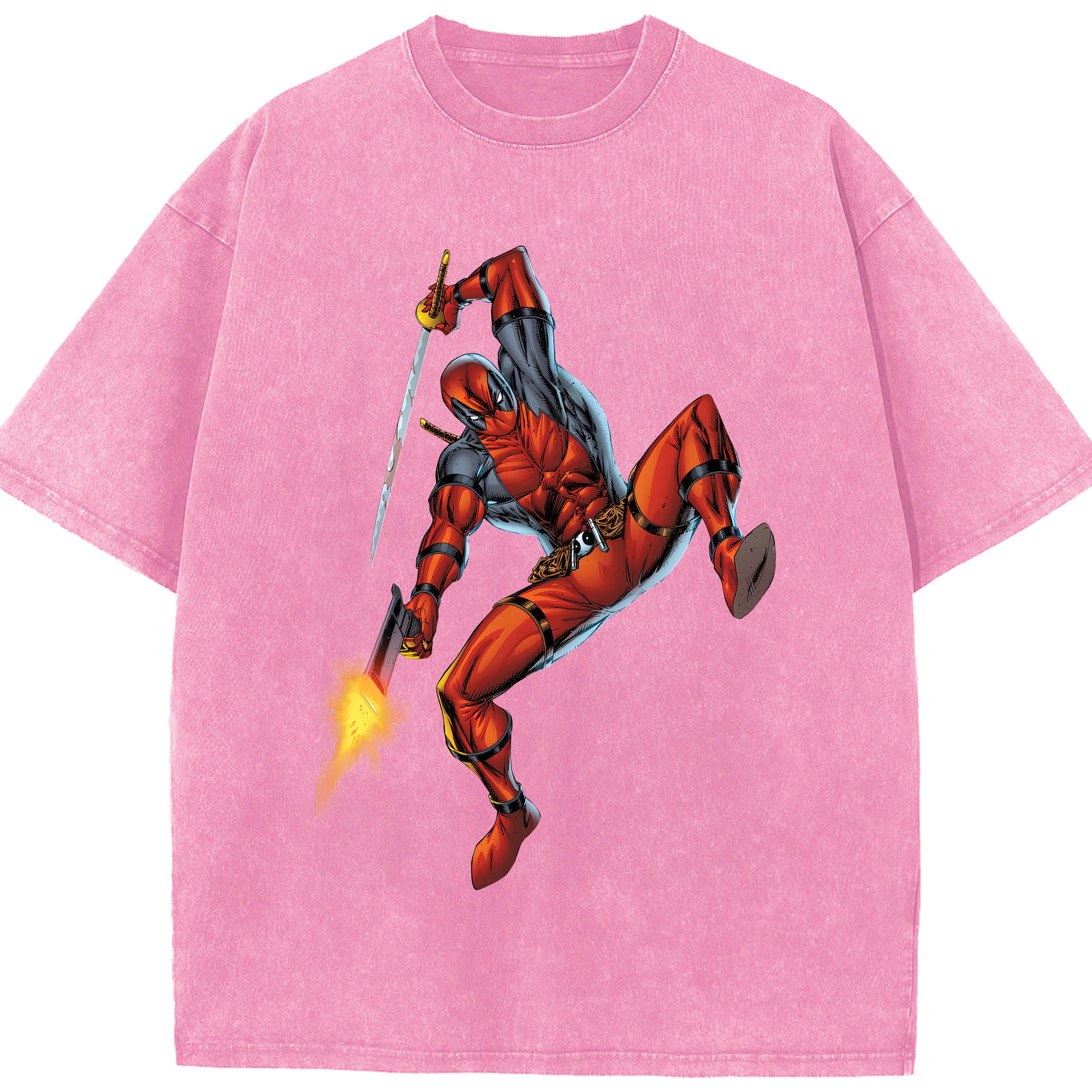 （画像用） Deadpool デッドプール 綿100% ヴィンテージ風 半袖Tシャツ（フロントプリント）